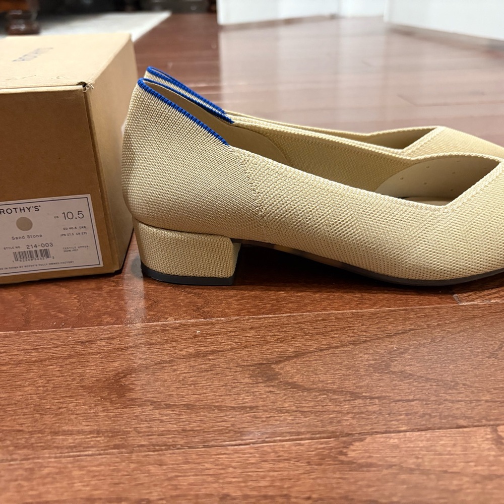 Rothy's Cream and Blue Flats with Textured Fabric